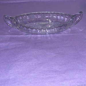 McKee clear glass vintage celery dish.. in a canoe design.